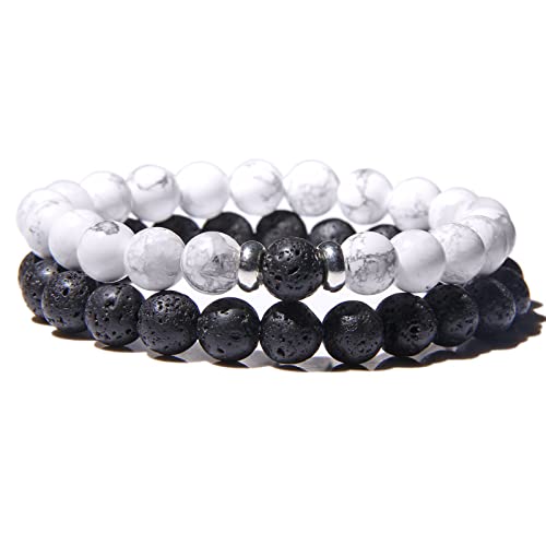 Bracelet pour hommes YSJNGF en perles d'howlite naturelle de 23 cm