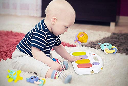 Christoy Baby Play Gym Kick And Play Mat Newborn Activity Gym Lay & Play 3 In 1 Fitness Music And Lights Fun Piano (Blue) #TOP6