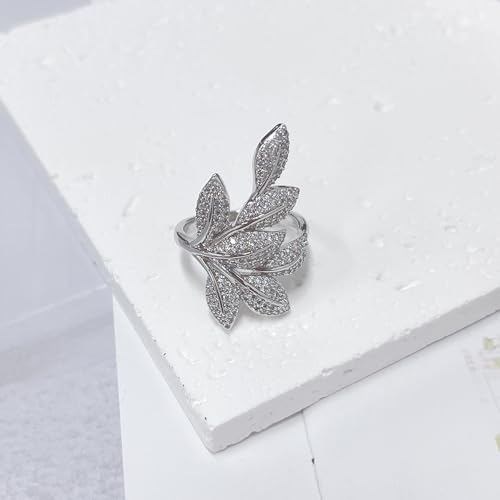 OIDIMS Aliança de casamento de folhas para mulheres, meninas, zircônia cúbica, eternidade, anel de n