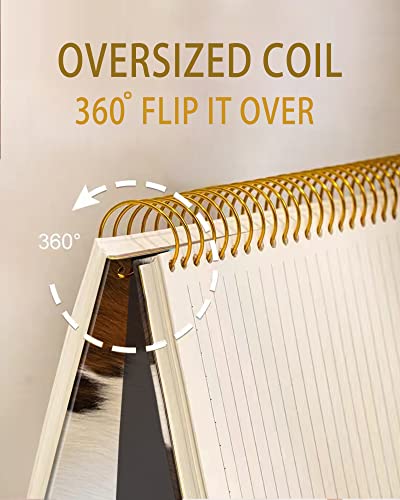 Iampanda Spiral Journal Notebook,Strong Twin-Wire Binding With Premium Paper For Girl Women,Cowhide Farm Animal Skin Leopard Brown Cow 60 Sheets A5 College Ruled Notebook/Journal,Perfect For School Office Home Gifts,Vintage Cowhide #TOP3