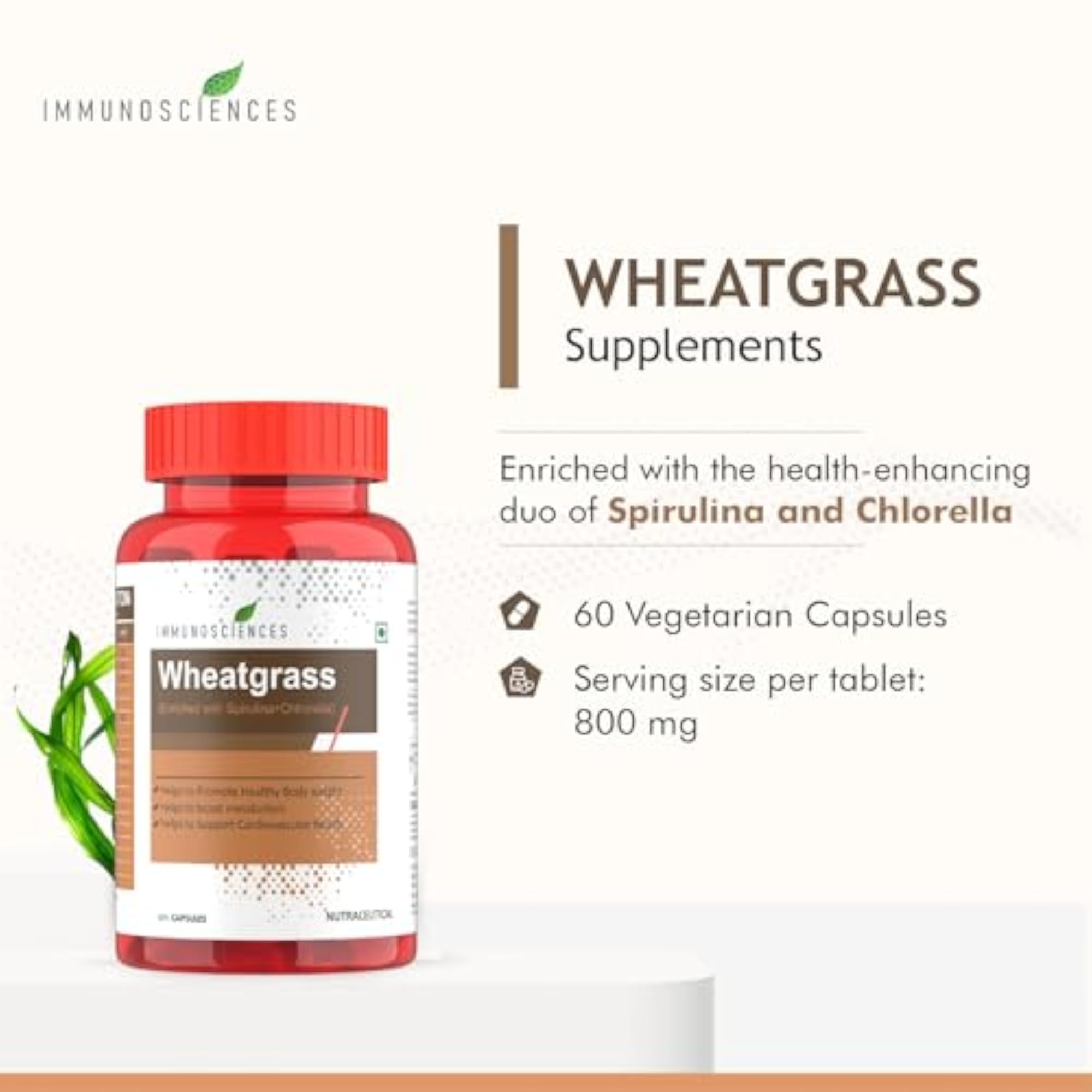 Organic Wheatgrass Capsules, 100% Natural Detox & Immunity Booster