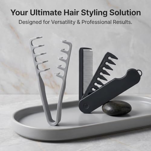 Peine Texturizador Plegable para Hombre y Mujer Gris Negro miniatura 2