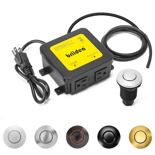 Garbage Disposal Air Switch Kit Dual Outlet Sink Top Waste Disposal Stainless Steel Polished On/Off Air Button Food and Waste Disposals Part by Briidea, UL Listed