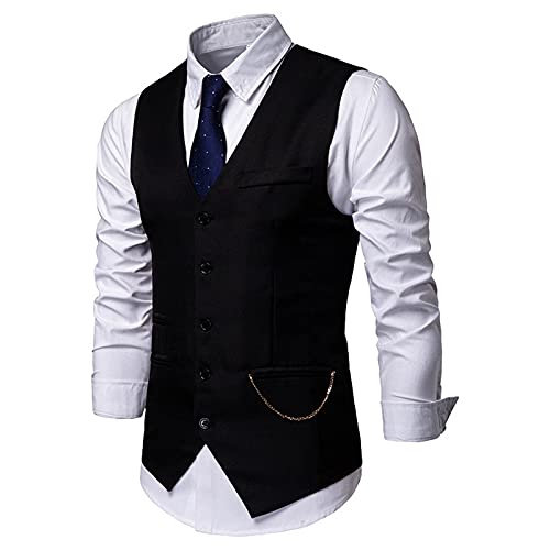 Men's Suit Vest Slim Fit Formal Dress Waistcoat V-Neck Casual Business Vests for Blazer Tuxedo Jacket