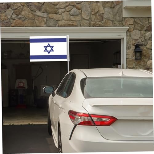 Banderas de Israel para coche de 12x18 pulgadas con clip de montaje resistente pack de 10 7
