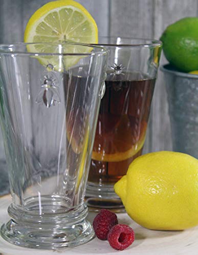 La Rochere Napoleon Bee Glasses Set Of 6 – 11.5 Oz, Old Fashioned Glasses W/ The French Bee Embossed Design, Fine French Glassware, Drinking Glasses, Heavy Water Glasses, Dishwasher Safe Juice Glasses #TOP4