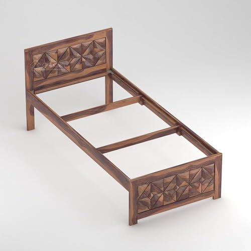 Image of Solid Sheesham Wood Bed 6.5X3 Single Bed Without Storage for Bedroom - Single Cot Wooden BedSingle Size for Living Room Guest Room - 12 Month Warranty (Asher Honey)