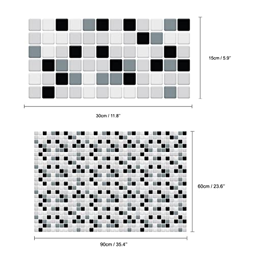 Peel And Stick Backsplash Smart Tiles Sticker For Kitchen Stick On Mosaic Backsplash 12 Sheets 12" X 6" Subway Tile Bathroom Water Heat Resistant Classic Black White Glossy Spring Easter Decoration #TOP4