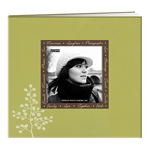 Pioneer Photo Albums MB-88EVF/L 20 Page Designer Printed Raised Frame Leaves Cover Scrapbook for 8 by 8-Inch Pages, Clear,White
