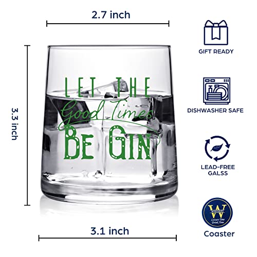 Let The Good Times Be Gin - Gin Glasses - Funny Lowball Glasses - Drinkers Gifts For Men Women - Liquor Glasses - Bar Gifts For Men - Rocks Glasses - Cocktail Glasses - 9 Oz Gin And Tonic Glasses #TOP1