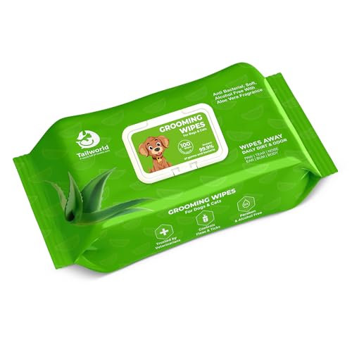 Image of Tailworld Grooming Pet Wet Wipes for Dogs & Cats with Aloe Vera Fragrance | Soft, Anti-Bacterial, Paraben & Alcohol Free Cleansing & Deodorising Wet Tissues | 100 Wipes (Pack of 1)