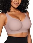 Vertvie Jelly Bras for Women Plus Size Seamless Full Coverage Wireless Push Up Bra Non Wired Support Bras Comfort Padded Bralettes Everyday T-Shirt Bra (Dusty Rose,34DD)