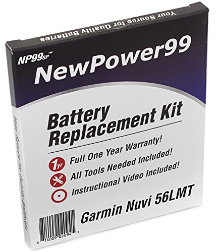 NewPower99 Battery Replacement Kit with Battery, Video Instructions and Tools for Garmin Nuvi 56LMT
