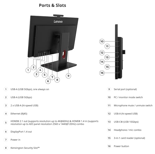 Image of Lenovo ThinkCentre M70a Gen 6 Business AIO 24 inch IPS FHD, Ultra 5 245T vPro