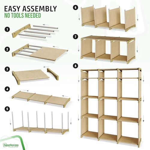 Cube Storage Organizer with Storage Bins Included - The Perfect Closet Organizers and Storage Solution. Includes 12 Storage Cubes, Great For Toy Storage, Closet Storage, Clothes Storage (Beige) by NEATERIZE - Image 4