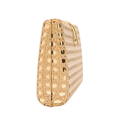 Image of Women Acrylic Rattan Clutch Purse Rattan Woven Evening Bag Wedding Party Purse Summer Beach Wicker Shoulder Handbag