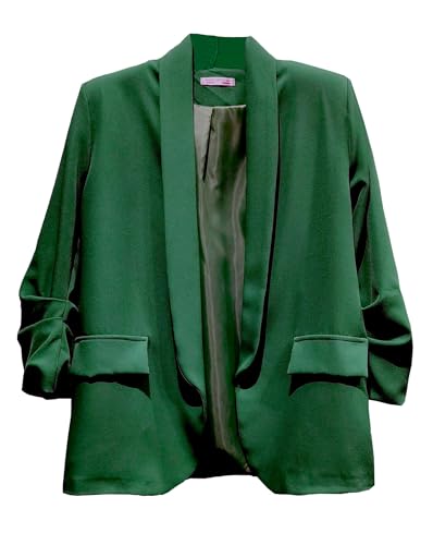 Miss Rouge Veste,Blazer,Couleur Unie,Manche 3/4,Vert Sapin,T.36