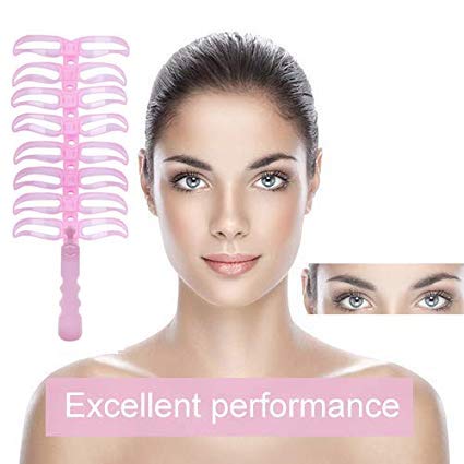 YYE Eyebrow Stencils,Eyebrow Template Stencil,Eyebrow Shaping Kit,8 Styles Reusable Eyebrow Templates Tool with Handle,for Woman(Pink)