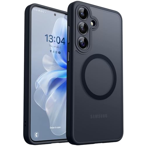 Image of CANSHN Designed for Samsung Galaxy S25 Plus Case (2025) with Full Camera Protection, Compatible with Magsafe, Translucent Matte Back Protective Phone Cover, Black