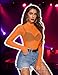 Avidlove Mesh Top Mock Neck See Though Sheer Mesh Top Long Sleeve Orange M