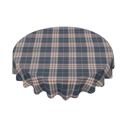 Ymaotrade Horienteeon Runde Tischdecke, Vintage, Büffel, kariert, Tischdekoration, waschbar, knitterfrei, für Zuhause, Küche, Esszimmer, Picknick, Camping, Party, Urlaub, 152 cm
