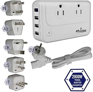 Klouders 2000-Watt Voltage Converter for International Travel Step Down 220v/240v to 110v/120v Universal