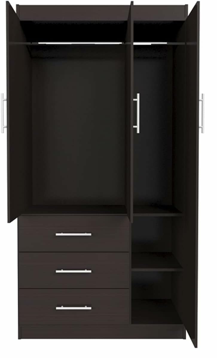Furnilife Wardrobe with 3 Doors 3 Drawers Exterior Mirror in a