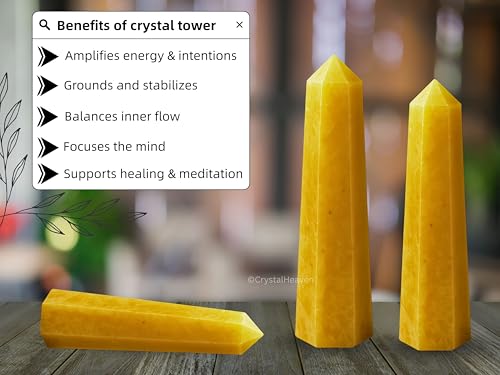 Image of Crystal Heaven Certified Yellow Aventurine Crystal Tower Obelisk Point For Chakra, Healing And Balancing - Aaa Grade Original Certified Gemstone Agate For Reiki Meditation Yoga Spiritual (2-3 Inches)