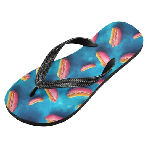 Flip Flop Sandals Colorful Hotdogs Print for Women Men Beach Outdoor XS2