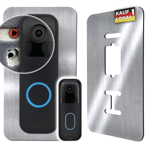 Baron Design | Edelstahl Blende | Zubehör für Blink Videotürklingel 1. & 2. (2025) Generation | Halterung Video Doorbell Schild Befestigung Wandplatte für Alexa Funk Klingel