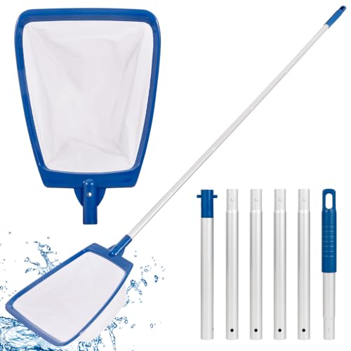 POOLAZA Pool Skimmer Net with Pole, Ultra Fine Mesh Pool Nets for Cleaning with Pole, Semi-deep Pool...