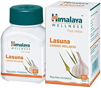 Himalaya Pure Herbs Lasuna Cardiac Wellness Tablets, White, 250 mg, 60 Count