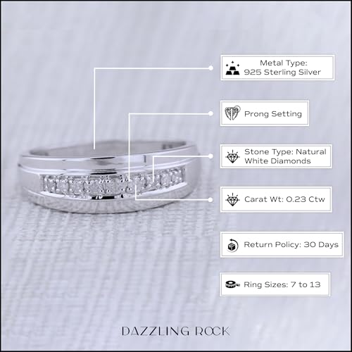 Dazzlingrock Collection 0.23 Ctw Round Diamond Nine Stone Single Row Wedding Band for Men in 925 Sterling Silver4