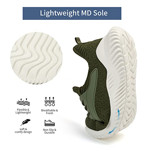 Mens Running Shoes Sneakers - Tennis Workout Walking Gym Breathable Lightweight Athletic Casual Fashion Shoes Green Size 9.5 #TOP1