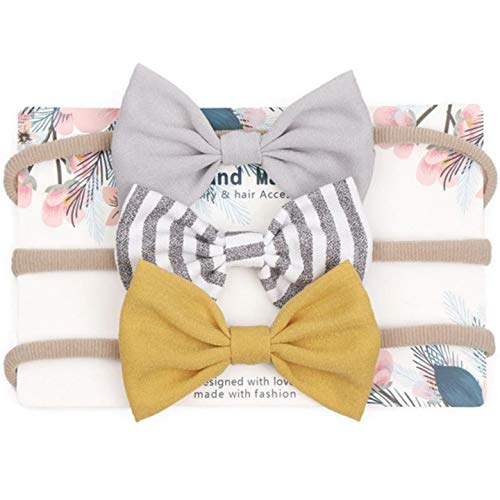 Ruffles & Bows Soft Nylon Headbands for Babies (Pack of 3)