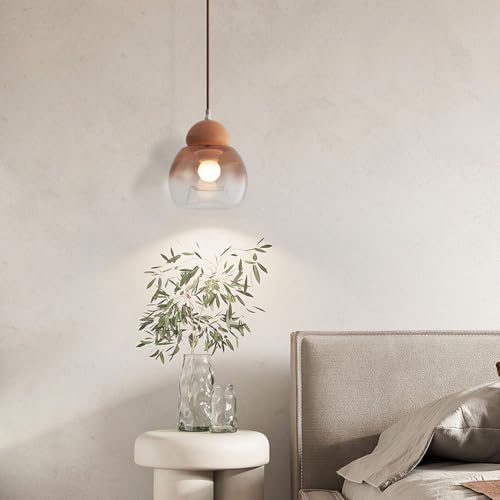 Petite suspension rétro bois élimine l'encombrement sur la table de lit