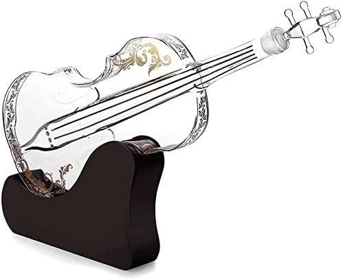Juego de decantador de vino tinto personalizado de 1000 ml con forma de violín 3D y soporte de cristal.