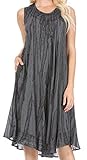 Sakkas Nora Sleeveless Embroidered Short Tie Dye Caftan Dress/Cover up