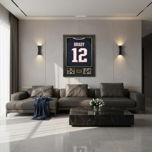 Image of IHEIPYE Tempered Glass Jersey Frame Wall Mount Shirts Black Gold Mat 2 Pack | Picture Slots, Football, Basketball, Hockey Jerseys, Photos, Single Signature Display