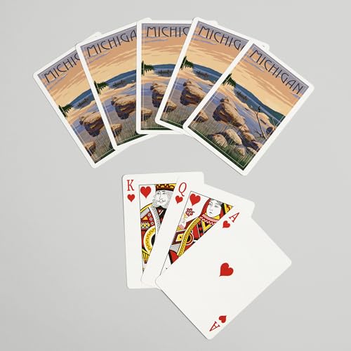 Lantern Press Baraja de Poker Michigan Lake Sunrise 52 Cartas miniatura 7