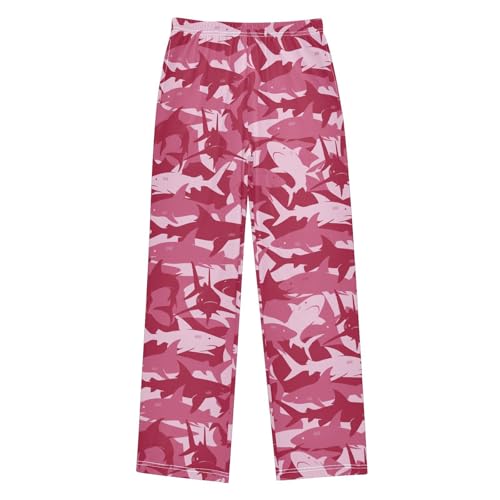 Boys' Pants Pink Danger Shark Long Bottoms Jogger Pants Elastic Waist Trousers with Pockets S-XL