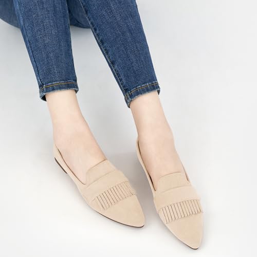 Image of Reimferce Women Flats Dressy Shoes : Comfortable Casual Work Flats for Women - Ladies Slip On Walking Shoes for Wedding