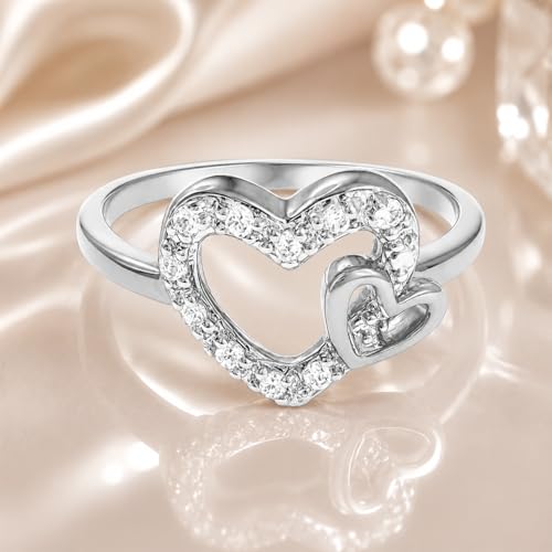 Bague Double Cœur Argent 925, le cadeau idéal de Saint-Valentin