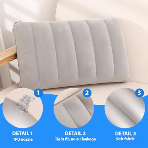 Lot de 2 Oreiller Gonflable pour la Plage, Les Voyages et Le Camping, Petit Coussin d'extérieur en Velours Doux, 30 x 47 cm – Image 4