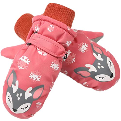 Natashas Kinder Skihandschuhe wasserdichte und Winddichte Winterhandschuhe Warm Snowboard Handschuhe für Outdoor-Sport in Winter Fahrradhandschuhe Warme Handschuhe for Mädchen Jungen (Rose)