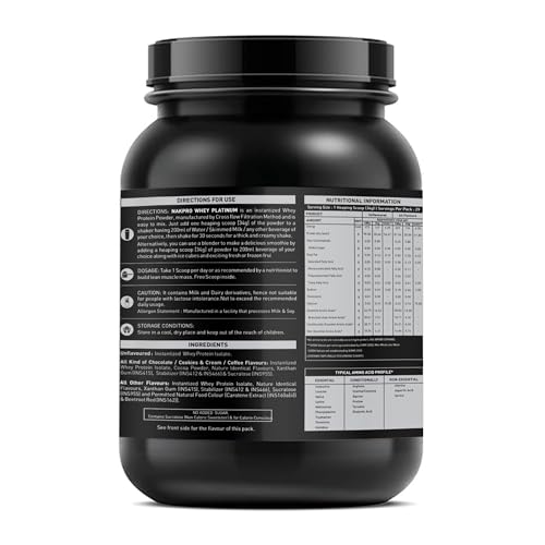Image of NAKPRO NUTRITION Platinum Whey Protein Isolate | 1kg Chocolate, Jar | 28g Protein| Trustified Certified