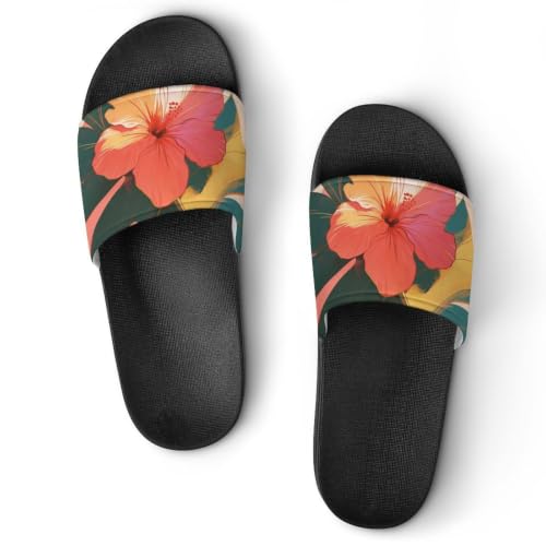 Sandales chaussons de maison feuilles tropicales unisexe 37