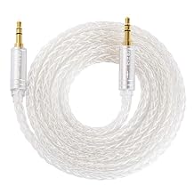 3.5mm Audio Cable 4ft / 1.2m AUX Cable for Headphones,Kbear AUX08 Audio Auxiliary Cord Braided Hi-Fi Sound for Car,Headphone Jack,Speaker,Home Stereos,Smartphone,Echo Dot,Beats- Grey White