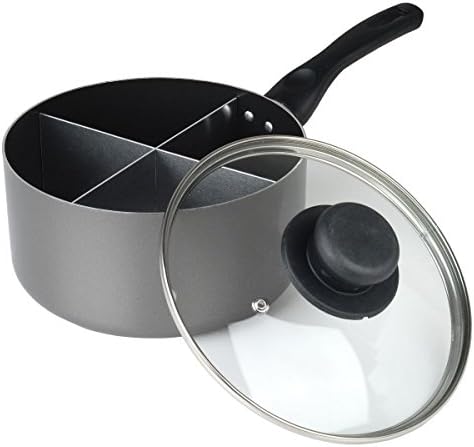 Sapphire AM20FSSP Non Stick 4 Section Sauce Pan with Glass Lid, Grey, 20 cm