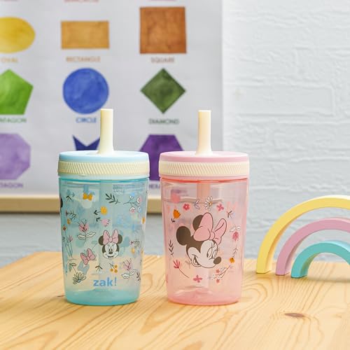Image of Zak Designs Disney Minnie Mouse Kelso Toddler Cups For Travel or At Home, 15oz 2-Pack Durable Plastic Sippy Cups With Leak-Proof Design is Perfect For Kids (Minnie Mouse)